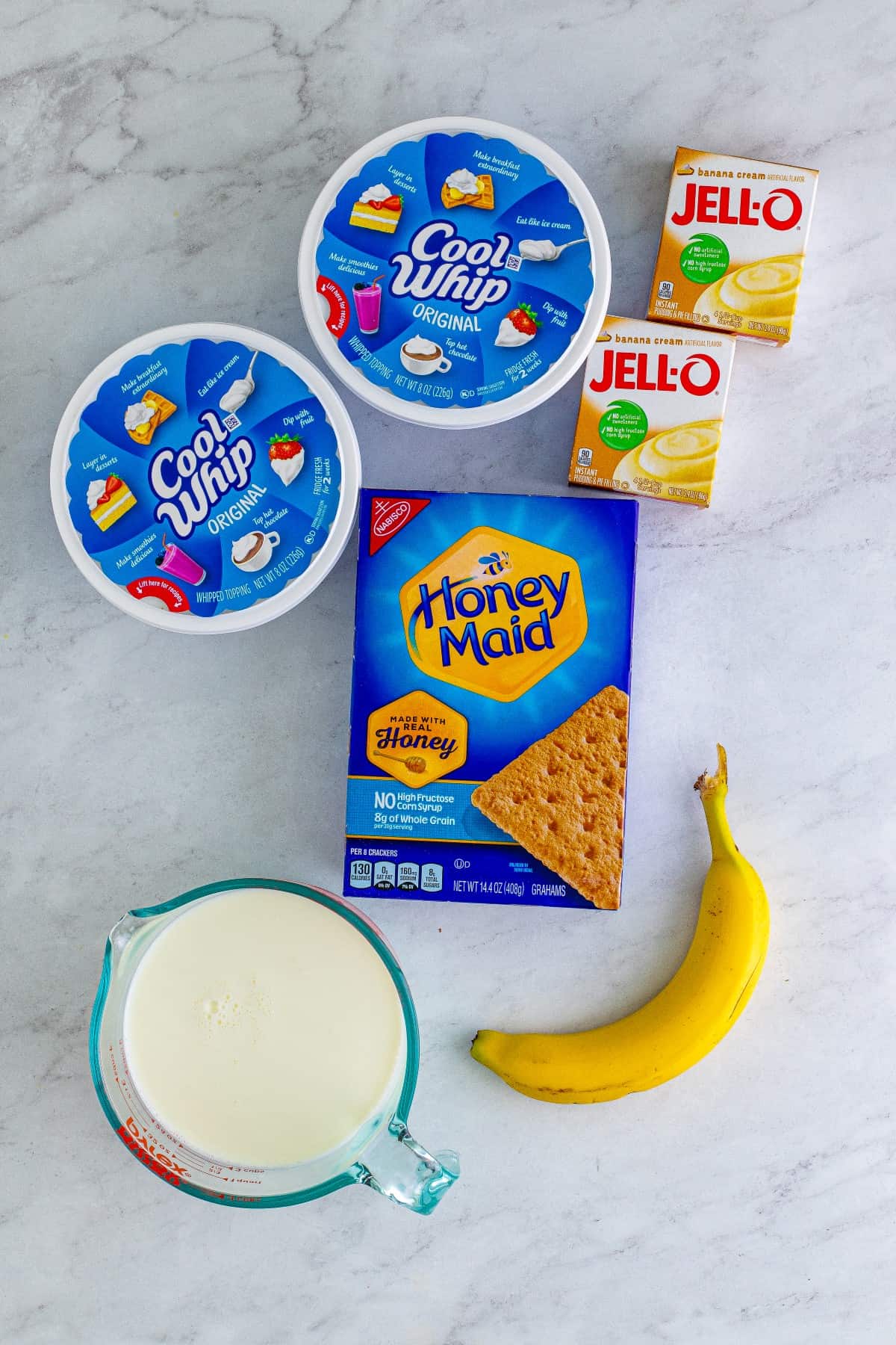This Banana Icebox Cake is like an amazing banana cream pie but without all the fuss. So easy to make and always a winner at any gathering. Ingredients for Banana Icebox Cake.