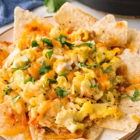 Chilaquiles on a plate.