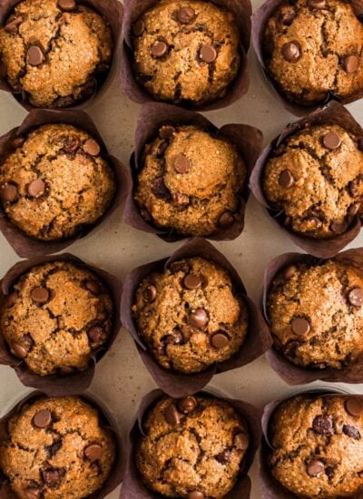 Overhead shot of Banana Nut Muffins.
